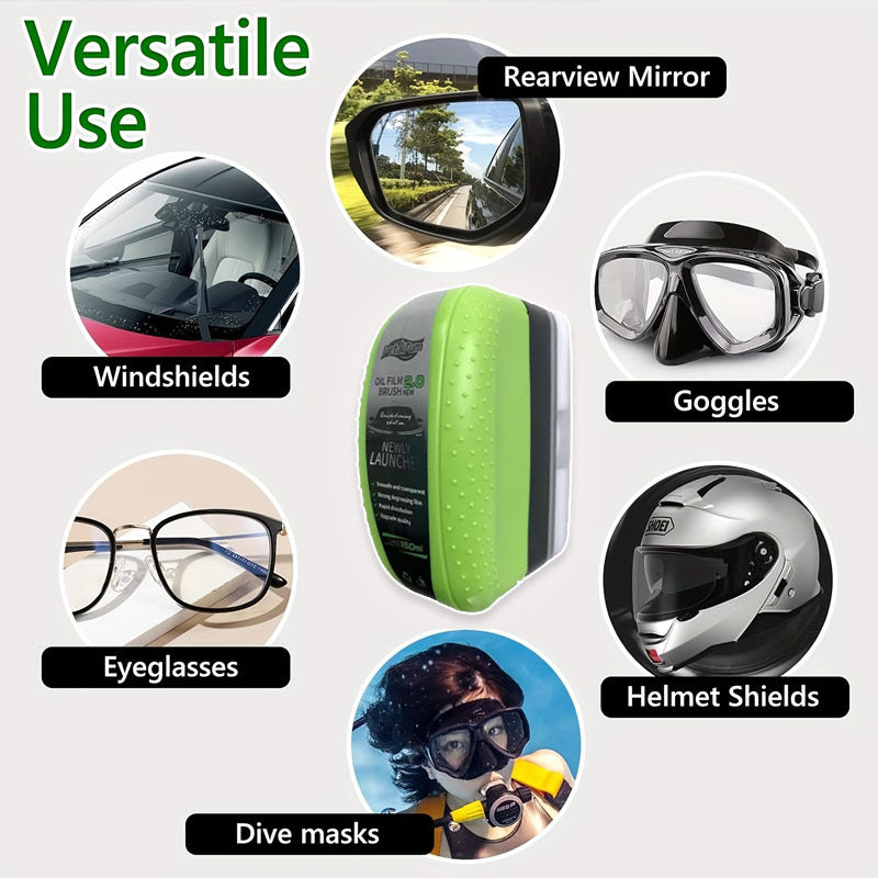 Portable Car Windshield Anti-Fog Brush | New Coating Sponge, Improves Visibility, Universal for Windshields, Rearview Mirrors, Car Windows, Bathroom Doors, Glasses, Goggles, Helmets