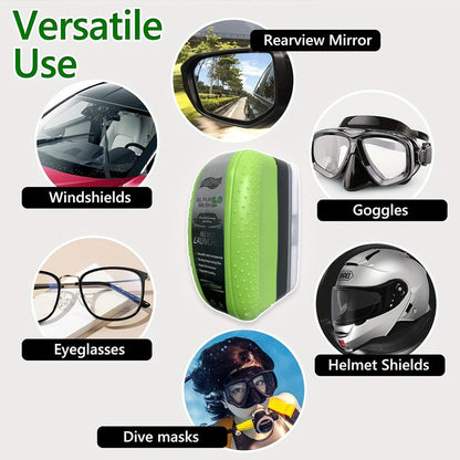 Portable Car Windshield Anti-Fog Brush | New Coating Sponge, Improves Visibility, Universal for Windshields, Rearview Mirrors, Car Windows, Bathroom Doors, Glasses, Goggles, Helmets