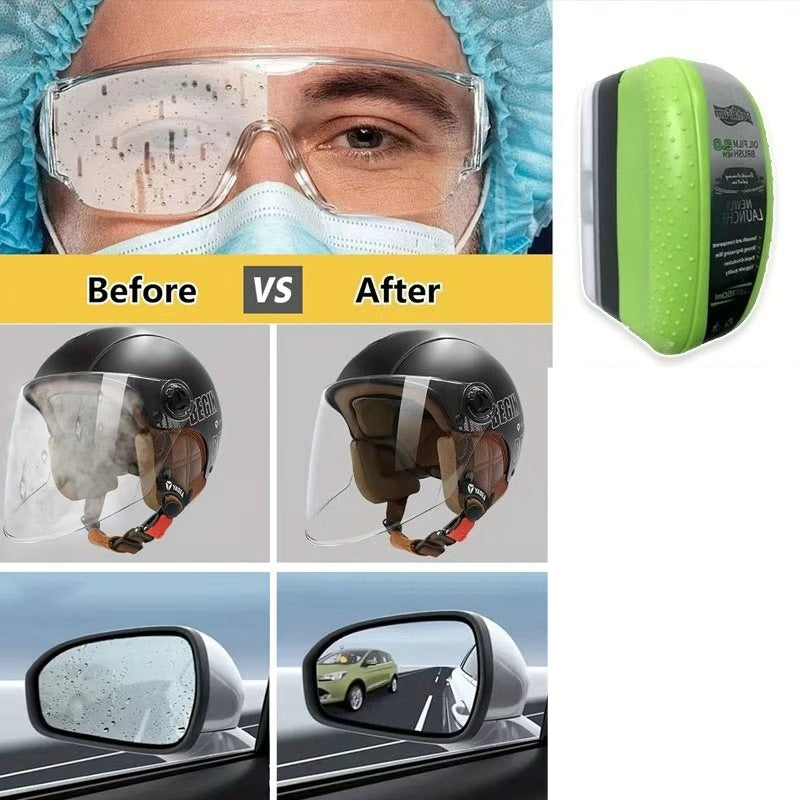 Portable Car Windshield Anti-Fog Brush | New Coating Sponge, Improves Visibility, Universal for Windshields, Rearview Mirrors, Car Windows, Bathroom Doors, Glasses, Goggles, Helmets