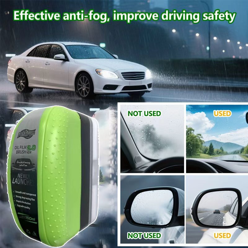 Portable Car Windshield Anti-Fog Brush | New Coating Sponge, Improves Visibility, Universal for Windshields, Rearview Mirrors, Car Windows, Bathroom Doors, Glasses, Goggles, Helmets